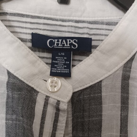 CALVIN KLEIN WOMEN'S COTTON SHEER STRIPED ROUND NECK BUTTON UP SHIRT - Picture 8 of 13